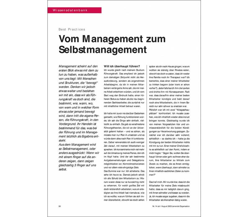Vom Management zum Selbstmanagement