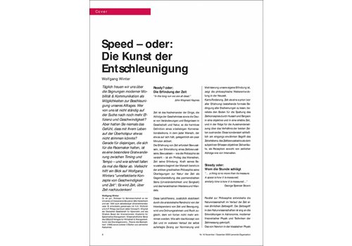 Speed – oder: Die Kunst der Entschleunigung