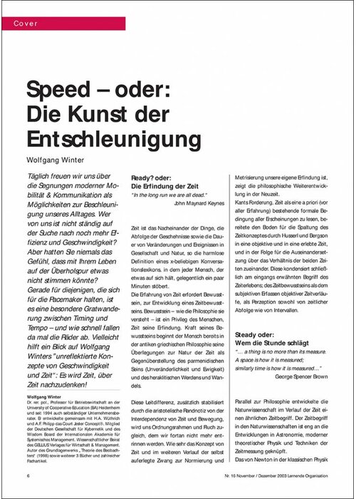Speed – oder: Die Kunst der Entschleunigung