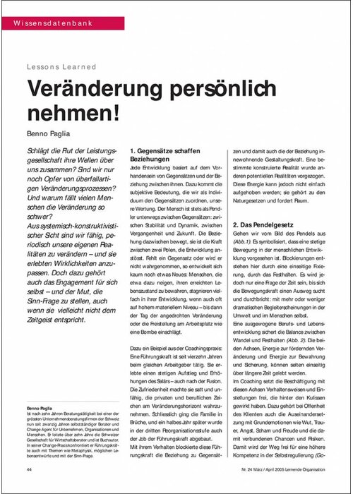 Veränderung persönlich nehmen!