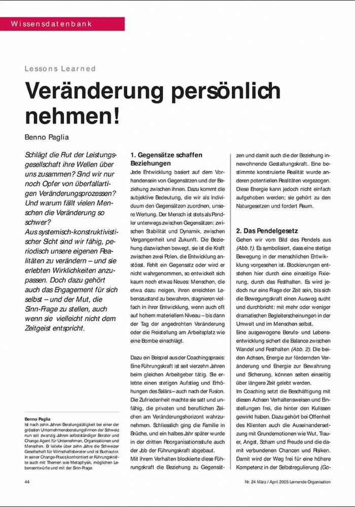 Veränderung persönlich nehmen!