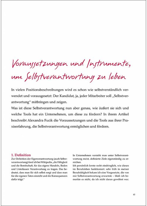 Voraussetzungen und Instrumente, um Selbstverantwortung zu leben