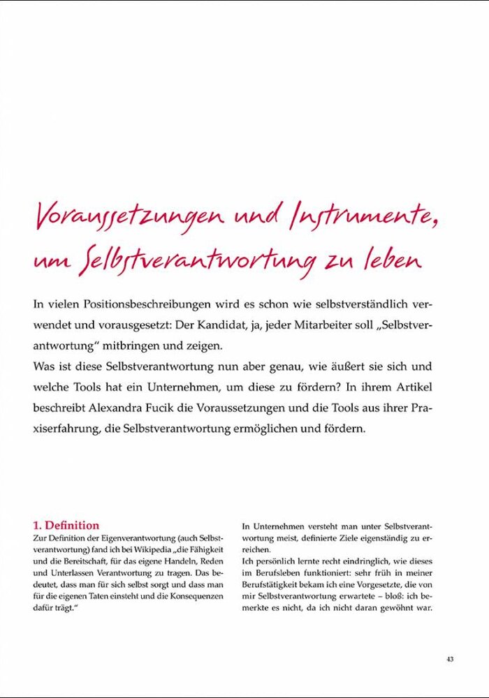 Voraussetzungen und Instrumente, um Selbstverantwortung zu leben