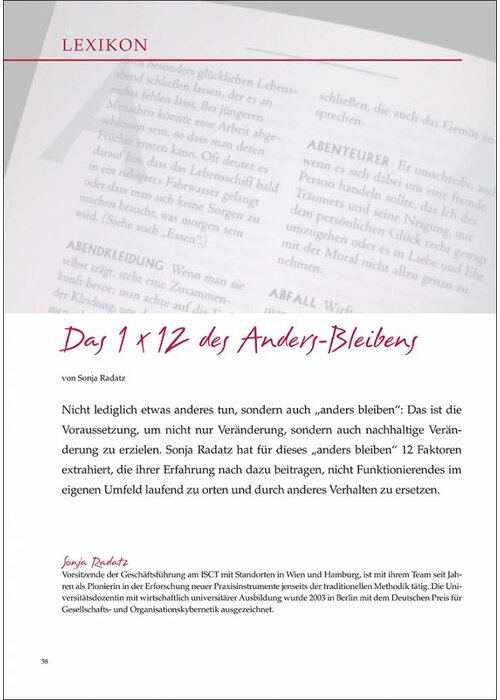 Das 1 x 12 des Anders-Bleibens