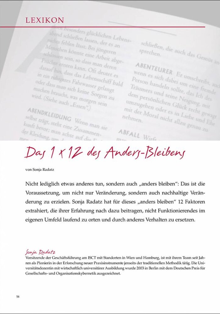 Das 1 x 12 des Anders-Bleibens
