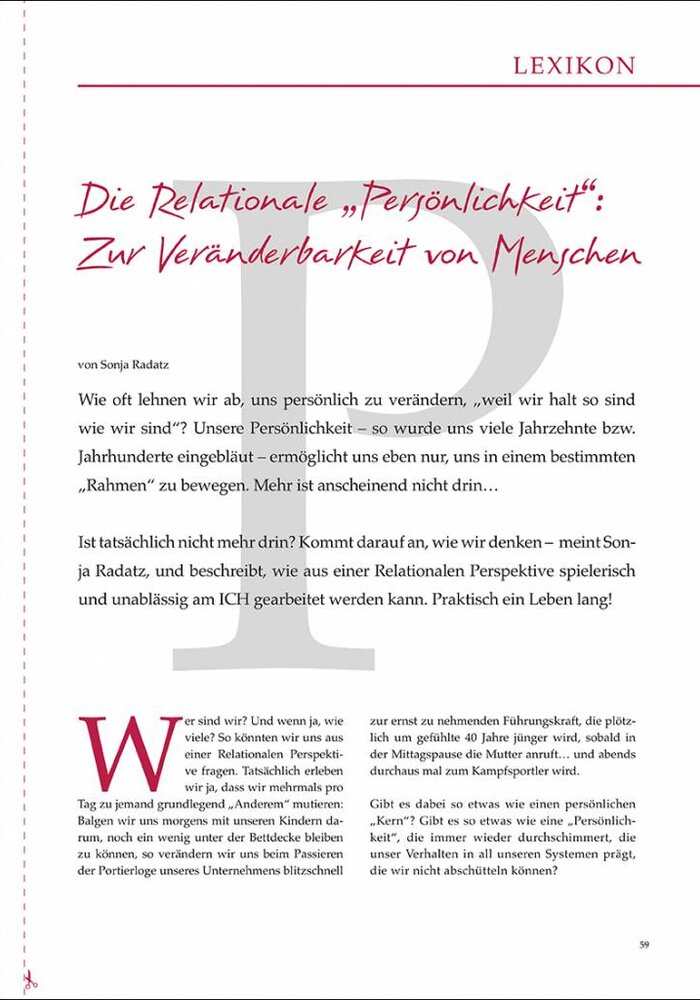 Die Relationale „Persönlichkeit“: Zur Veränderbarkeit von Menschen