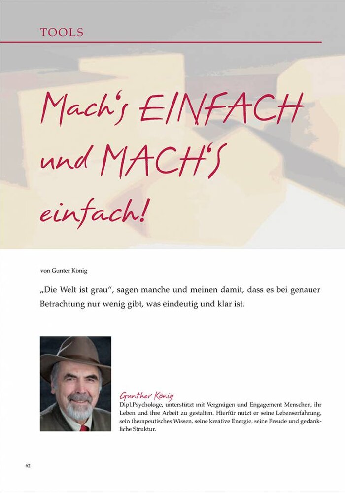 Mach‘s EINFACH und MACH‘S einfach!
