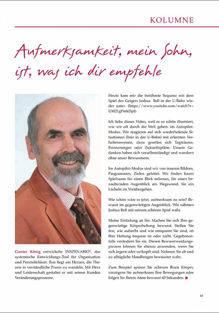 Aufmerksamkeit, mein Sohn, ist was ich dir empfehle