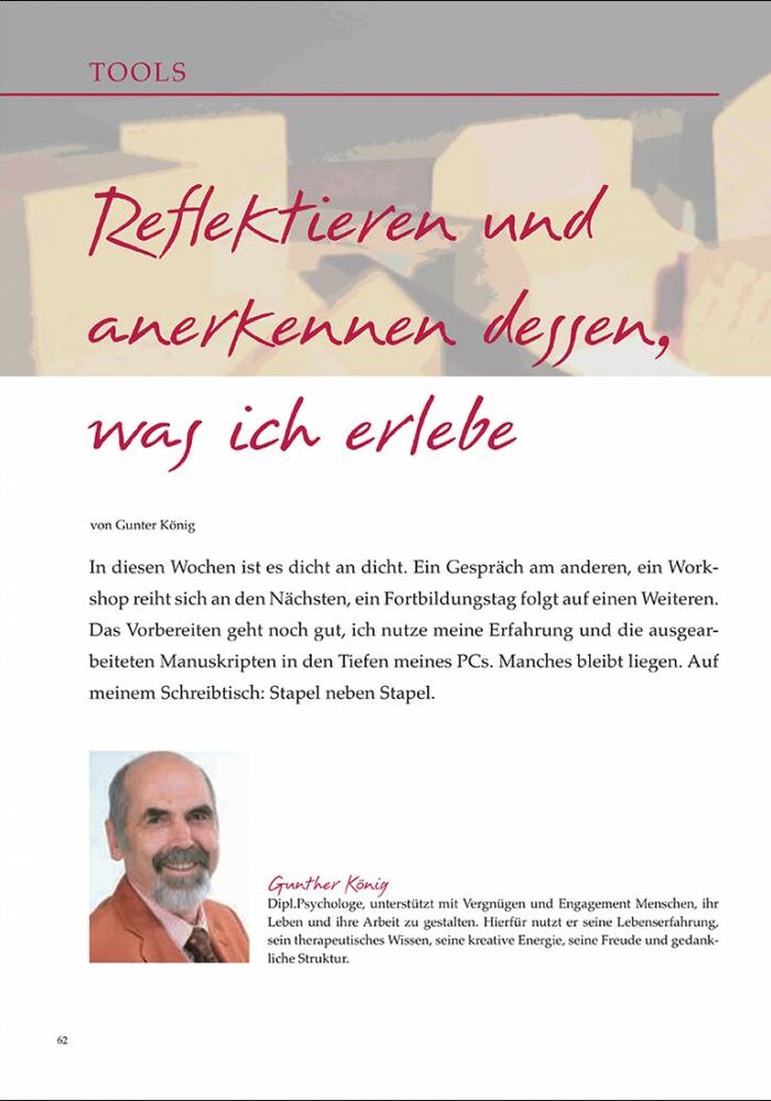 Reflektieren und anerkennen dessen, was ich erlebe