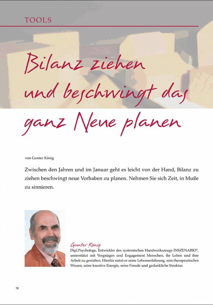 Bilanz ziehen und beschwingt das ganz Neue planen
