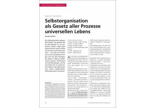 Selbstorganisation als Gesetz aller Prozesse universellen Lebens