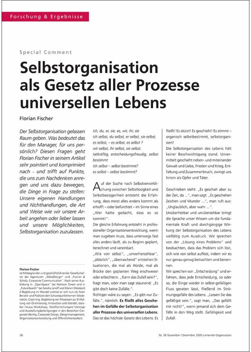 Selbstorganisation als Gesetz aller Prozesse universellen Lebens