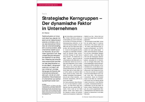 Strategische Kerngruppen – Der dynamische Faktor in Unternehmen