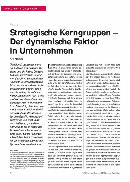 Strategische Kerngruppen – Der dynamische Faktor in Unternehmen