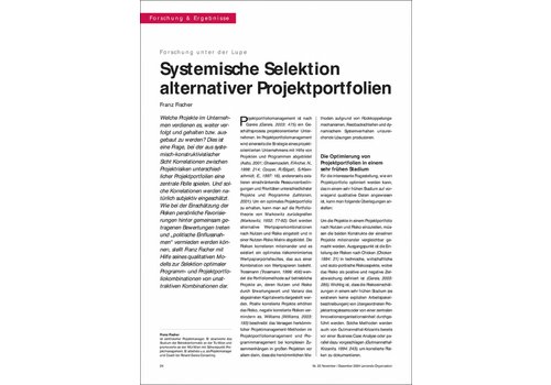 Systemische Selektion alternativer Projektportfolien