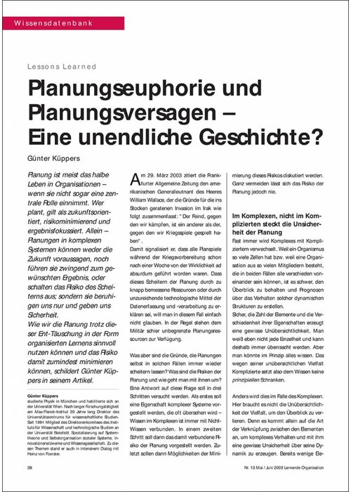 Planungseuphorie und Planungsversagen – Eine unendliche Geschichte?