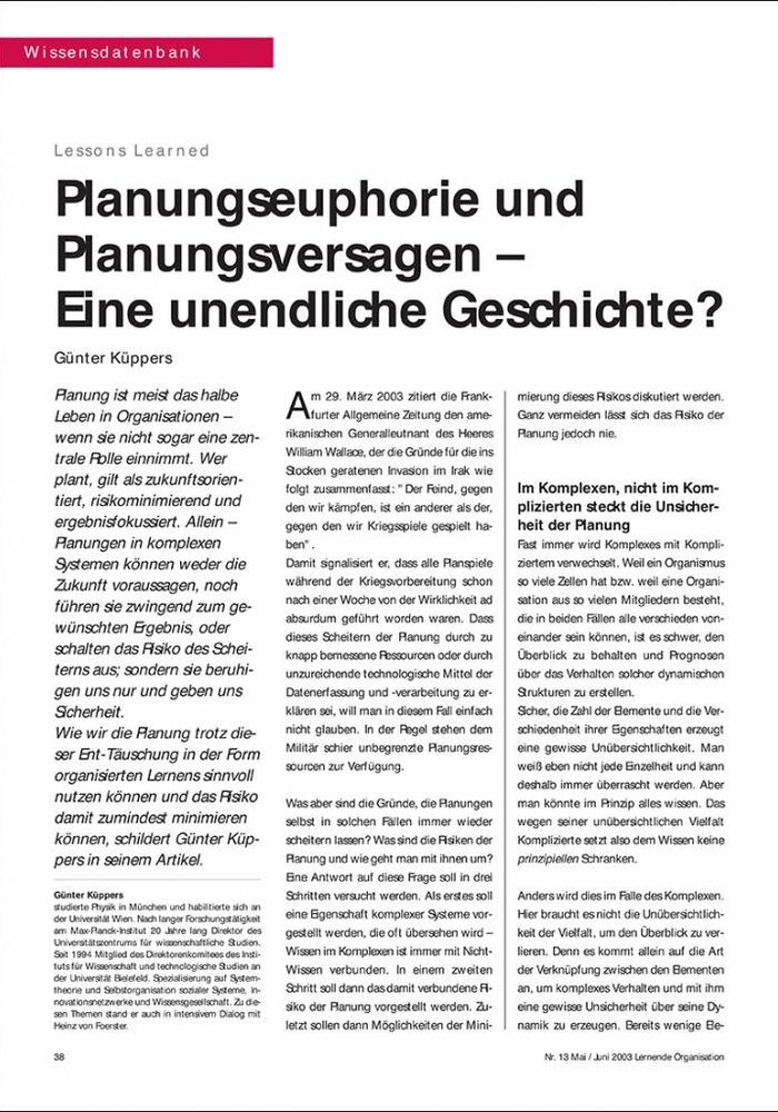 Planungseuphorie und Planungsversagen – Eine unendliche Geschichte?