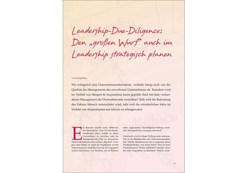 Leadership-Due-Diligence: Den „großen Wurf“ auch im Leadership strategisch planen