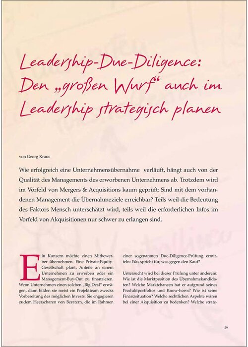 Leadership-Due-Diligence: Den „großen Wurf“ auch im Leadership strategisch planen