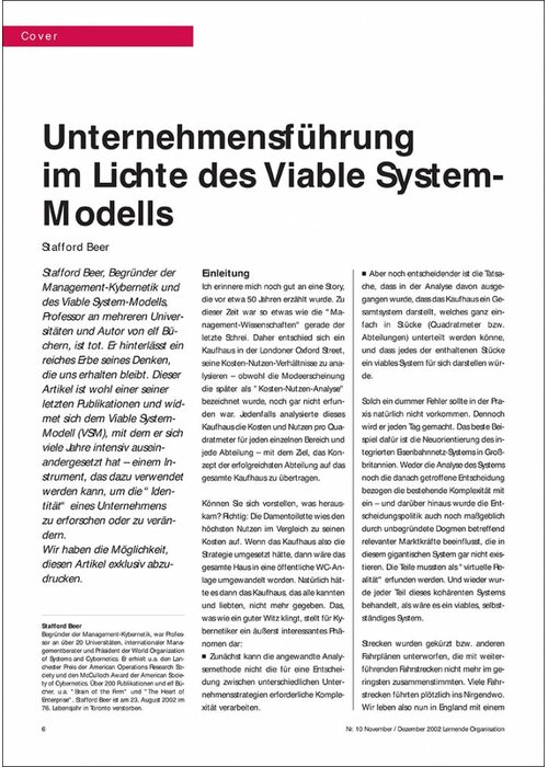 Unternehmensführung im Lichte des Viable System- Modells
