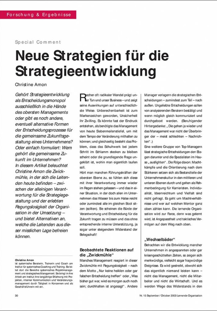 Neue Strategien für die Strategieentwicklung