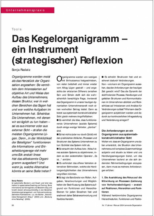 Das Kegelorganigramm – ein Instrument (strategischer) Reflexion