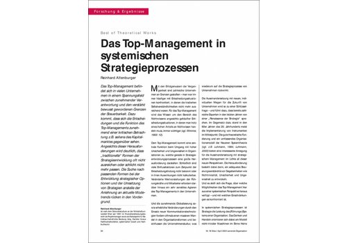 Das Top-Management in systemischen Strategieprozessen