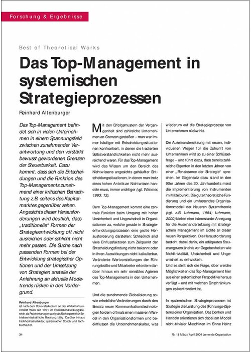 Das Top-Management in systemischen Strategieprozessen