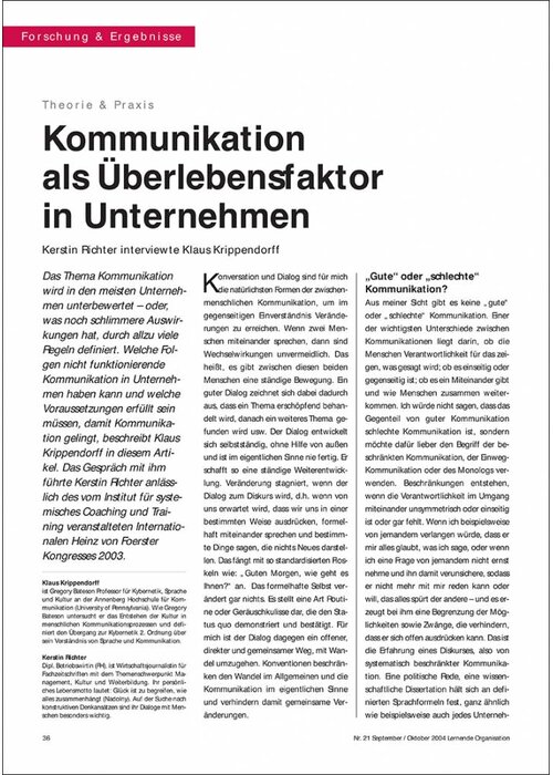 Kommunikation als Überlebensfaktor in Unternehmen