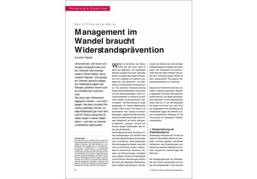 Management im Wandel braucht Widerstandsprävention