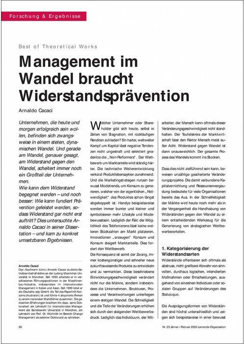Management im Wandel braucht Widerstandsprävention