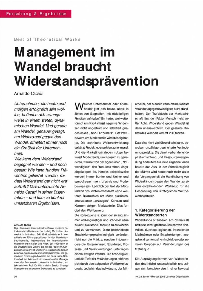 Management im Wandel braucht Widerstandsprävention
