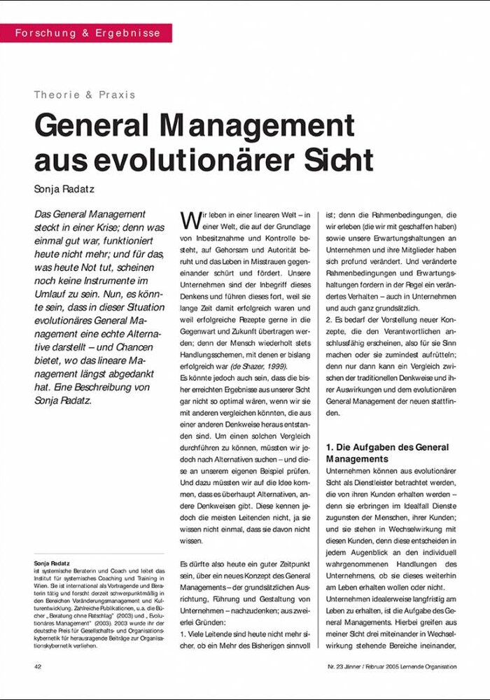 General Management aus evolutionärer Sicht
