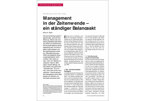 Management in der Zeitenwende – ein ständiger Balanceakt