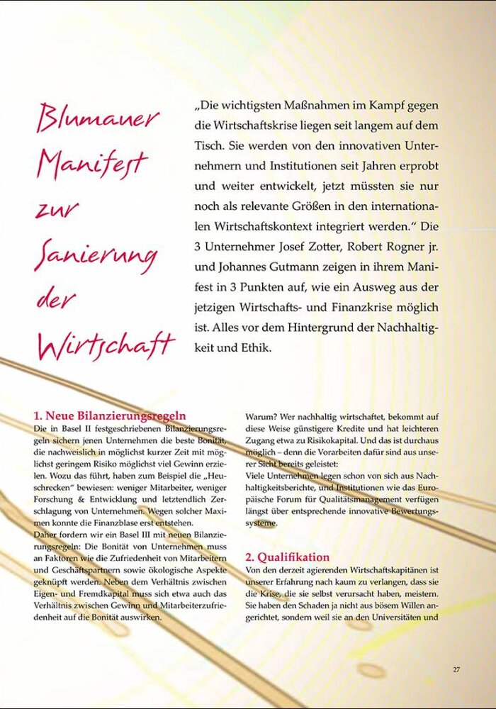 Blumauer Manifest zur Sanierung der Wirtschaft