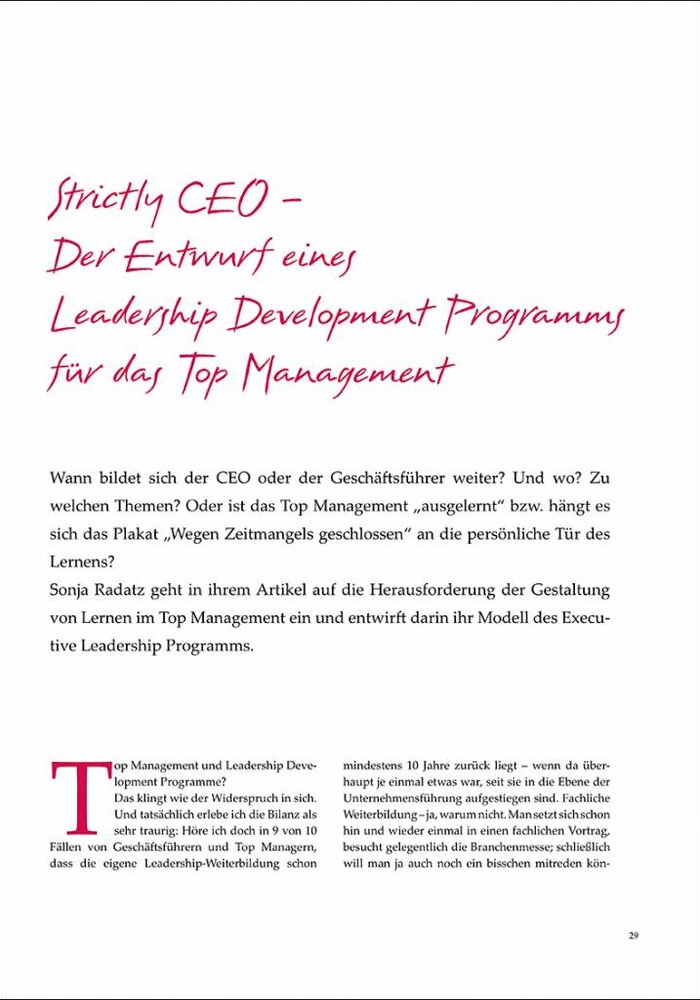 Strictly CEO – Der Entwurf eines Leadership Development Programms für das Top Management