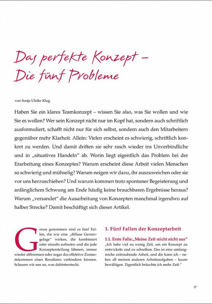 Das perfekte Konzept – Die fünf Probleme