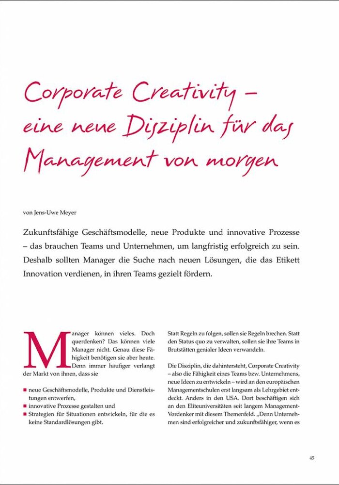 Corporate Creativity – eine neue Disziplin für das Management von morgen