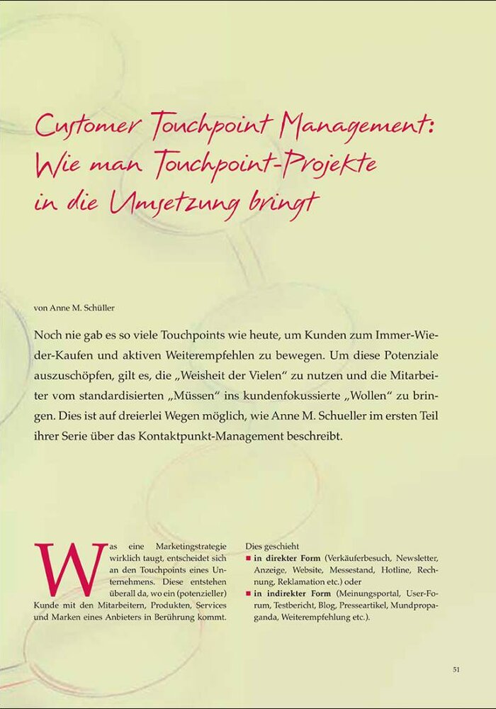 Customer Touchpoint Management: Wie man Touchpoint-Projekte in die Umsetzung bringt