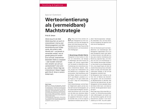 Werteorientierung als (vermeidbare) Machtstrategie