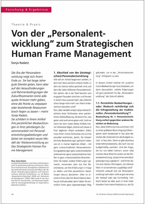 Von der „Personalentwicklung“ zum Strategischen Human Frame Management