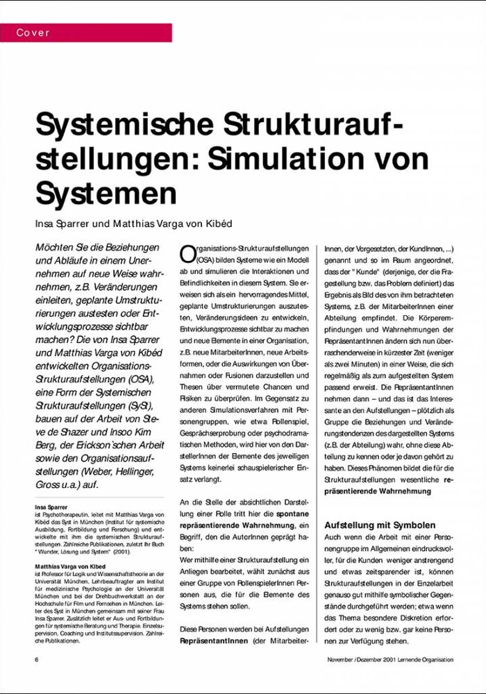 Systemische Strukturaufstellungen: Simulation von Systemen