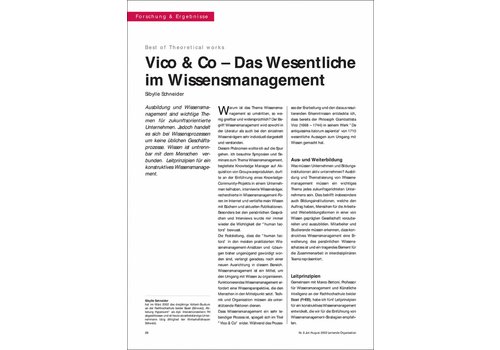 Vico & Co – Das Wesentliche im Wissensmanagement