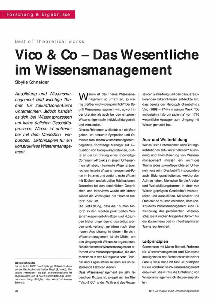 Vico & Co – Das Wesentliche im Wissensmanagement