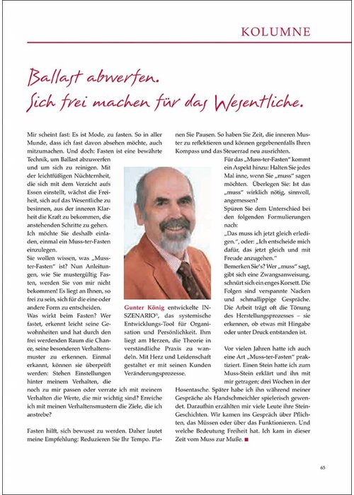 Ballast abwerfen. Sich frei machen für das Wesentliche