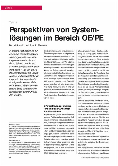 Perspektiven von Systemlösungen im Bereich OE/PE