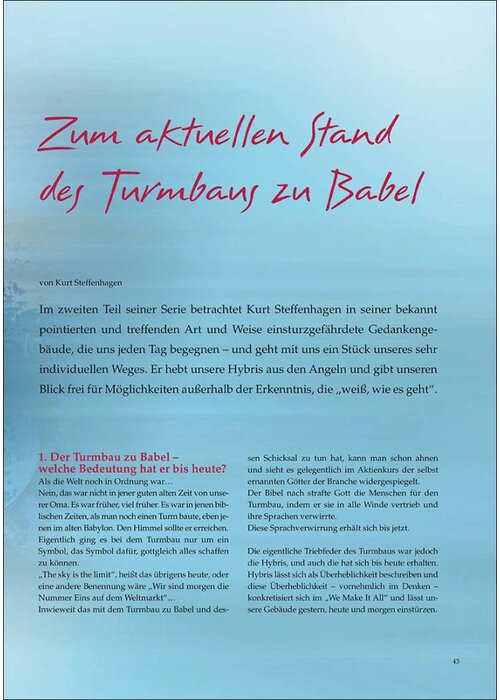 Zum aktuellen Stand des Turmbaus zu Babel