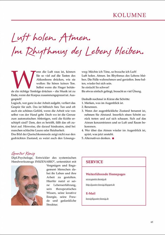 Luft holen. Atmen. Im Rhythmus des Lebens bleiben.