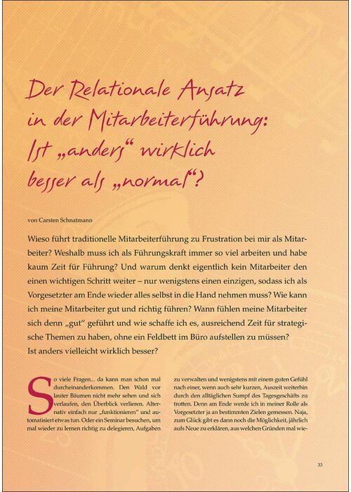 Der Relationale Ansatz in der Mitarbeiterführung: Ist „anders“ wirklich besser als „normal“?