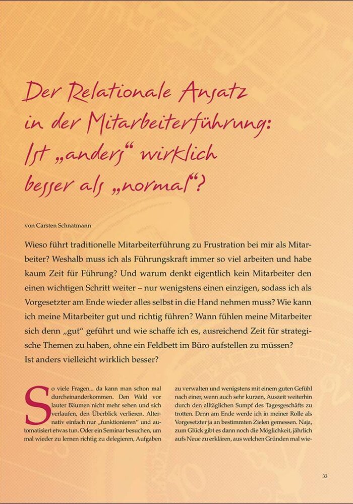 Der Relationale Ansatz in der Mitarbeiterführung: Ist „anders“ wirklich besser als „normal“?